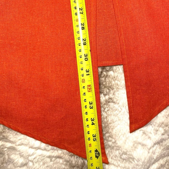 SELENE Sport Linen mix orange stylish Skirt Asymmetric Embellished midi - Picture 12 of 13